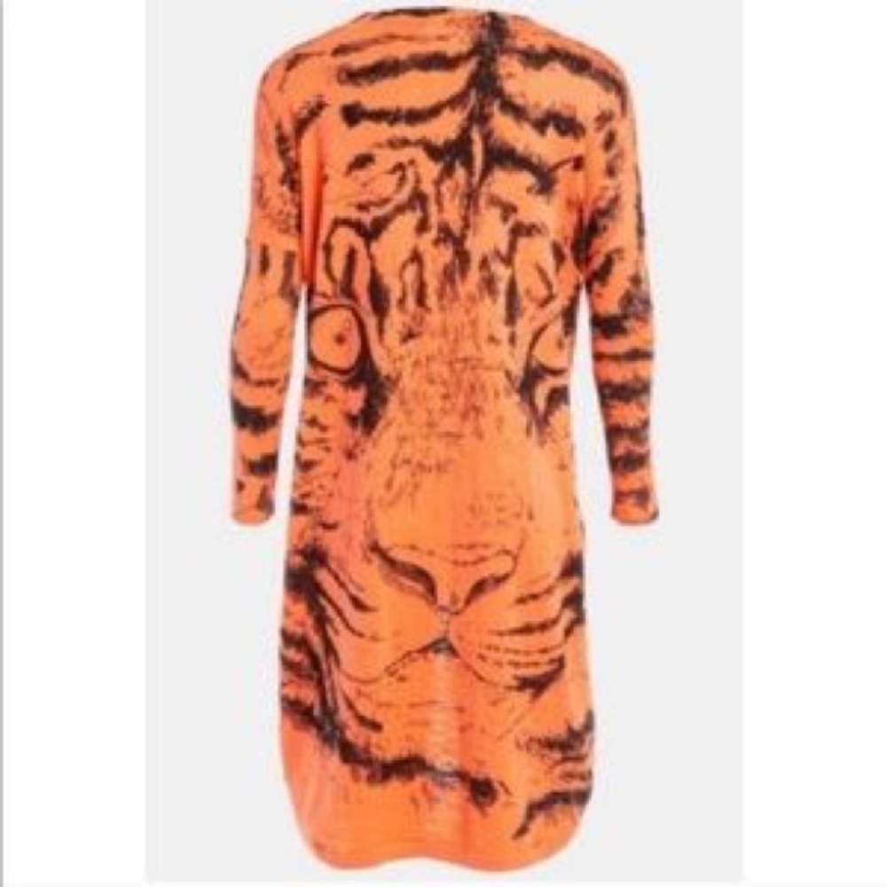 Mink Pink Orange hi-low Tiger Knit Sweater